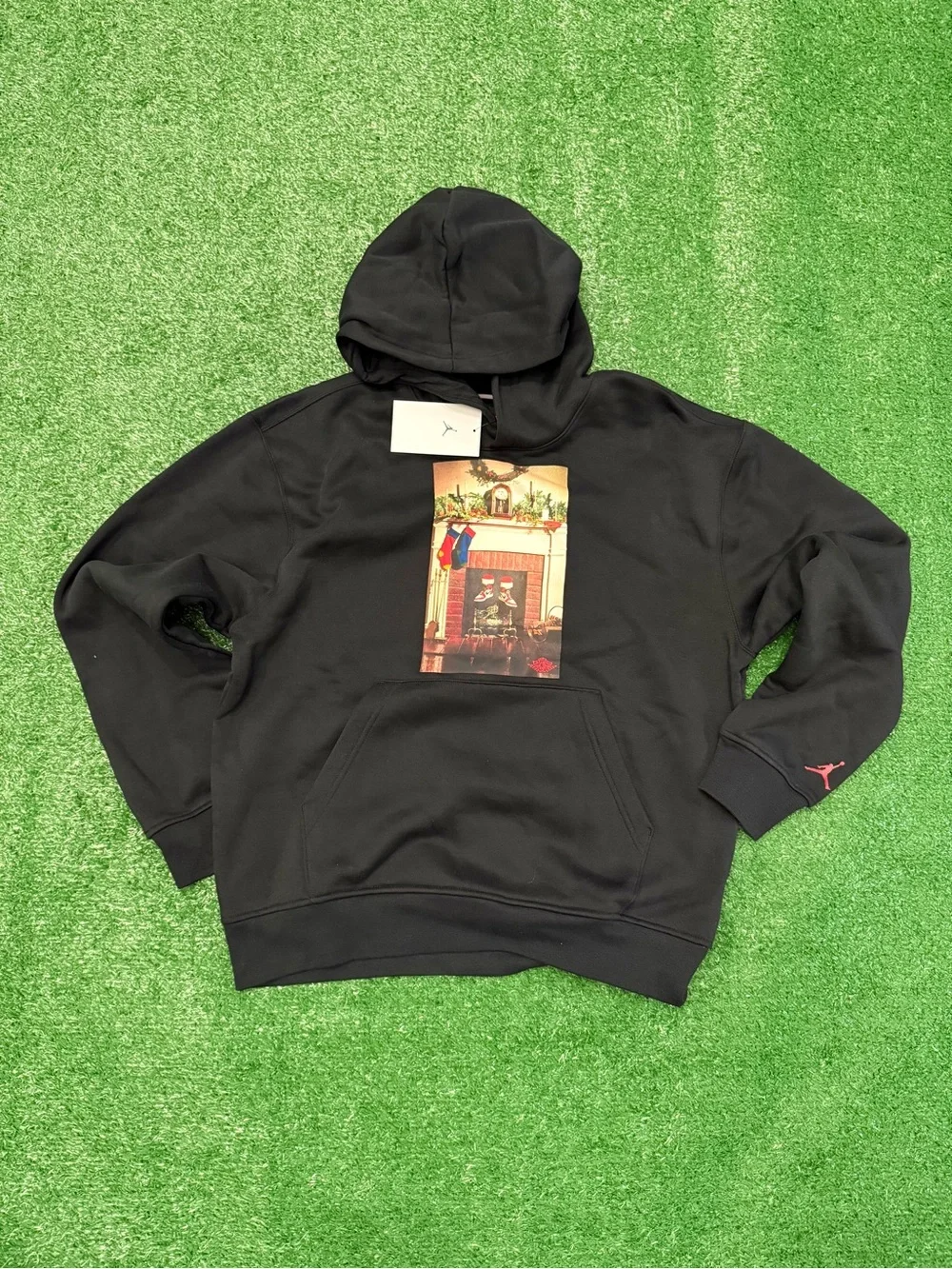 Air Jordan Jumpman Chimney Fleece Pullover Hoodie Black/Gym Red Men’s Medium NWT